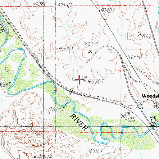Topographic Map of Woodside Cemetery, UT