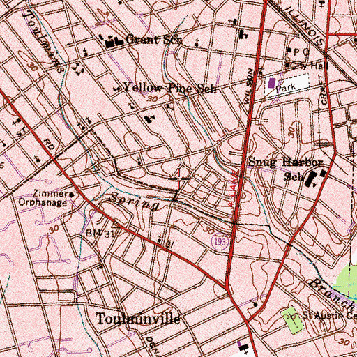 Topographic Map of Saint Paul Baptist Church, AL