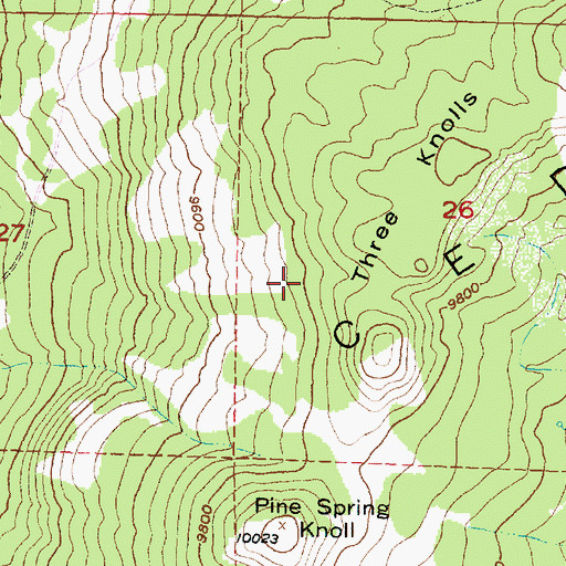 Topographic Map of Three Knolls, UT