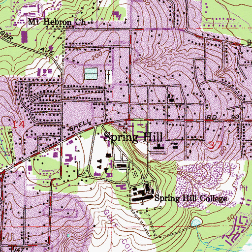 Topographic Map of Saint Pauls Episcopal Church, AL