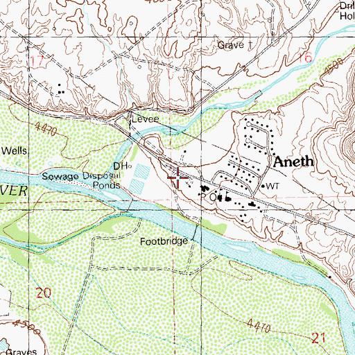 Topographic Map of Aneth, UT