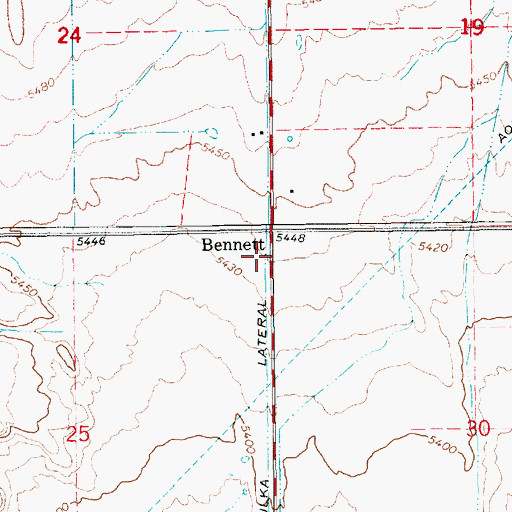 Topographic Map of Bennett, UT