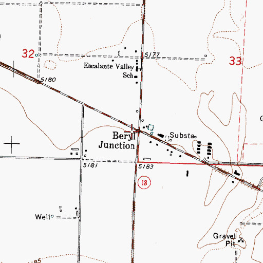 Topographic Map of Beryl Junction, UT