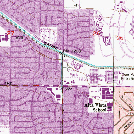 Topographic Map of Cortez Park, AZ