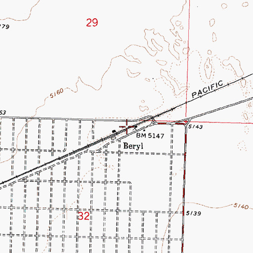 Topographic Map of Beryl, UT
