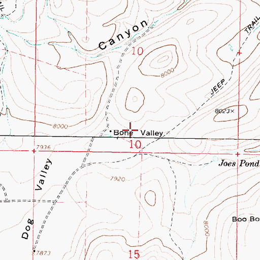 Topographic Map of Bone Valley, UT