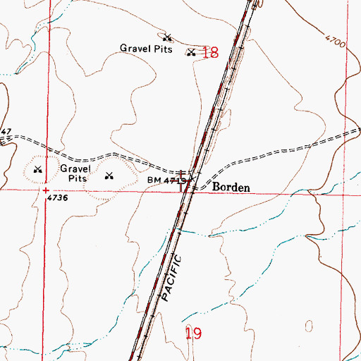 Topographic Map of Borden, UT