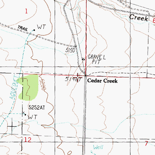 Topographic Map of Cedar Creek, UT
