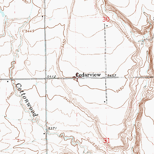 Topographic Map of Cedarview, UT