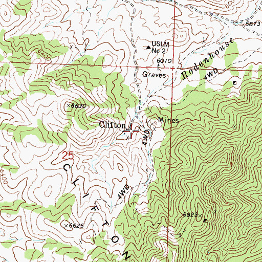 Topographic Map of Clifton, UT