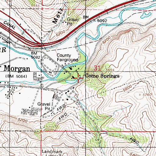 Topographic Map of Como Springs, UT