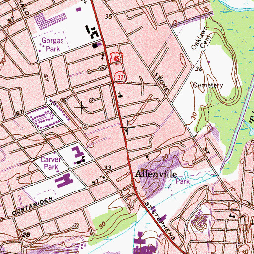 Topographic Map of Saint Stephens Road Church of God, AL