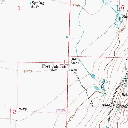 Topographic Map of Fort Johnson, UT