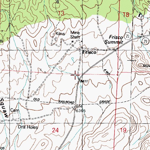 Topographic Map of Frisco, UT