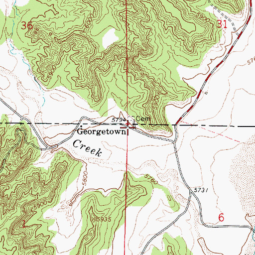 Topographic Map of Georgetown, UT