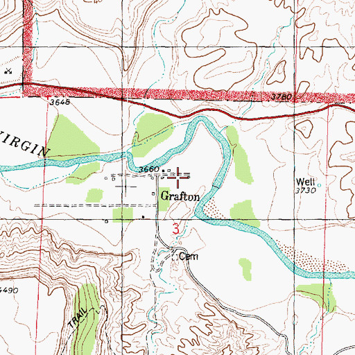 Topographic Map of Grafton, UT