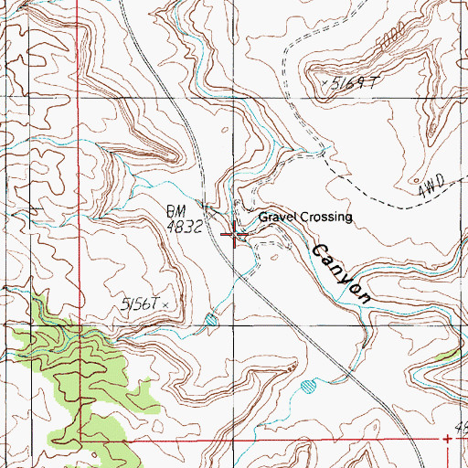Topographic Map of Gravel Crossing, UT