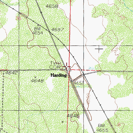 Topographic Map of Harding, UT