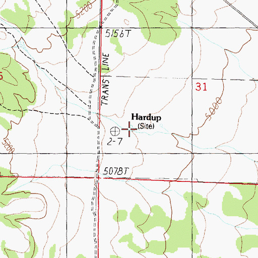 Topographic Map of Hardup, UT
