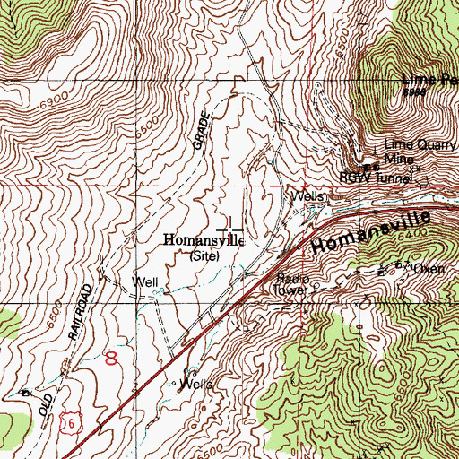 Topographic Map of Homansville, UT