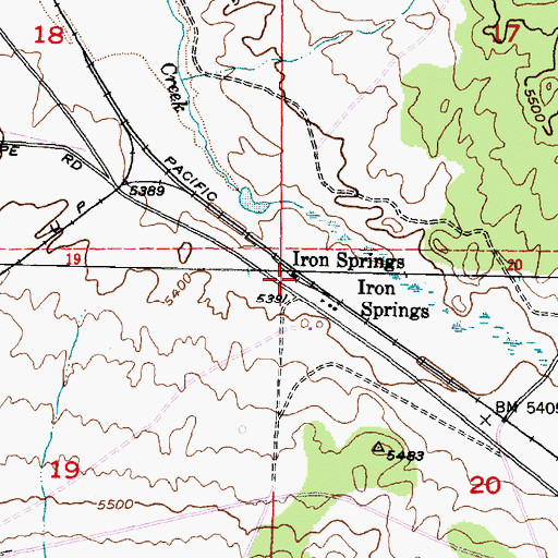 Topographic Map of Iron Springs, UT