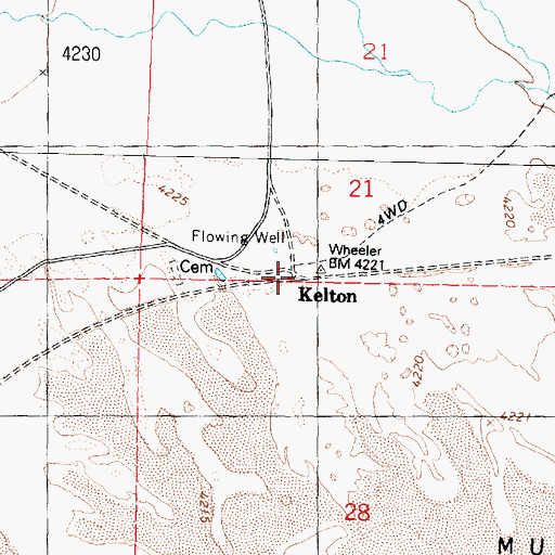 Topographic Map of Kelton, UT