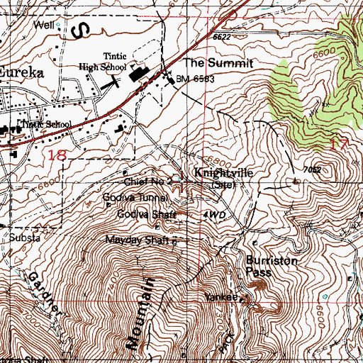 Topographic Map of Knightville, UT