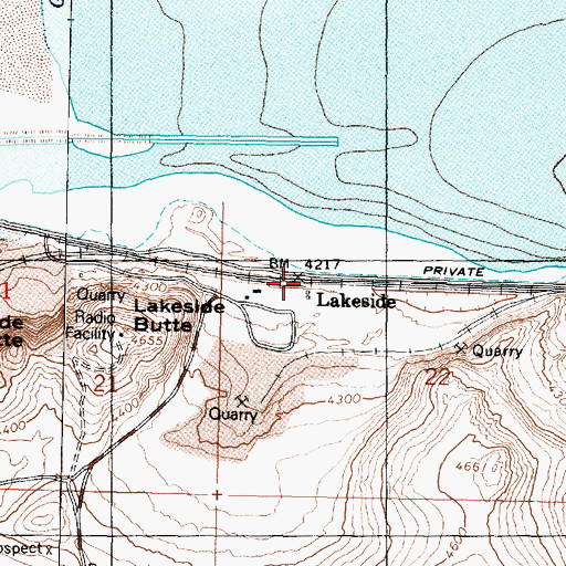 Topographic Map of Lakeside, UT