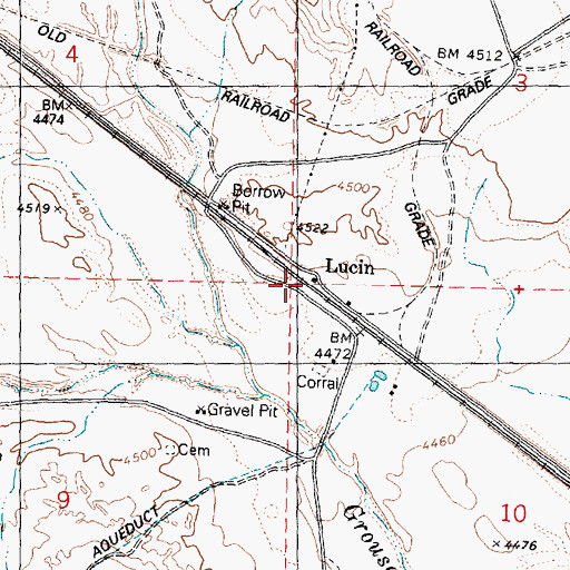 Topographic Map of Lucin, UT