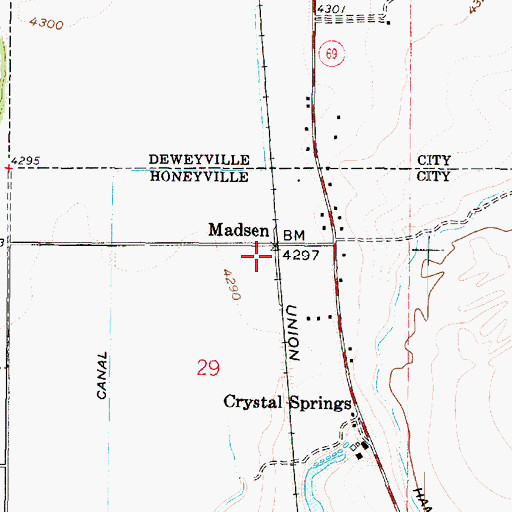 Topographic Map of Madsen, UT