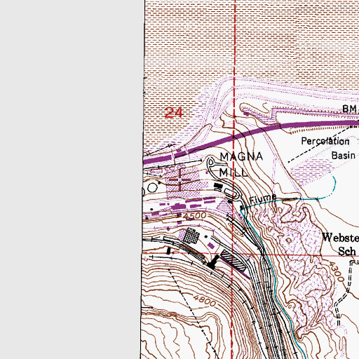 Topographic Map of Magna Mill, UT
