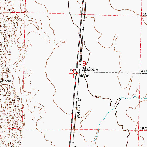 Topographic Map of Malone, UT