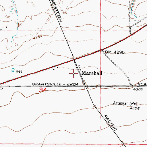 Topographic Map of Marshall, UT