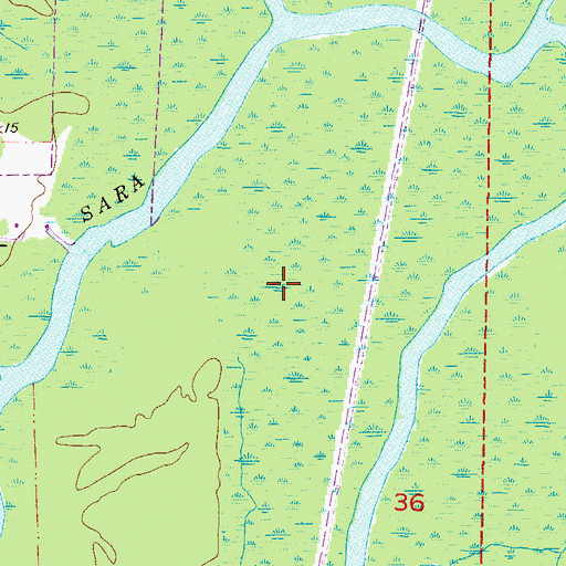 Topographic Map of Sam Acre Island, AL