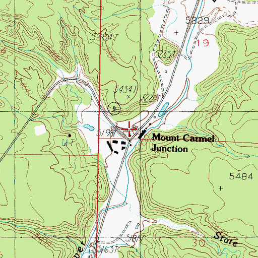 Topographic Map of Mount Carmel Junction, UT