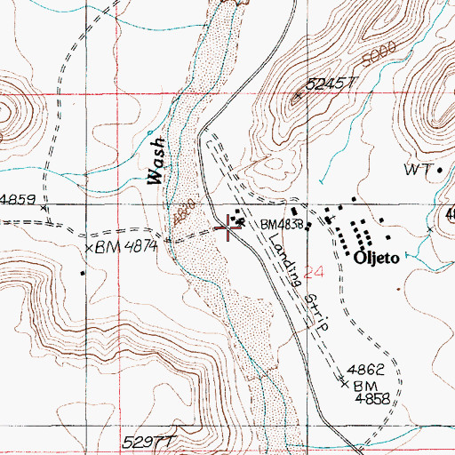 Topographic Map of Oljato, UT