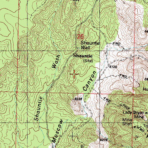 Topographic Map of Shauntie, UT