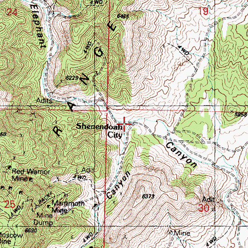 Topographic Map of Shenendoah City, UT
