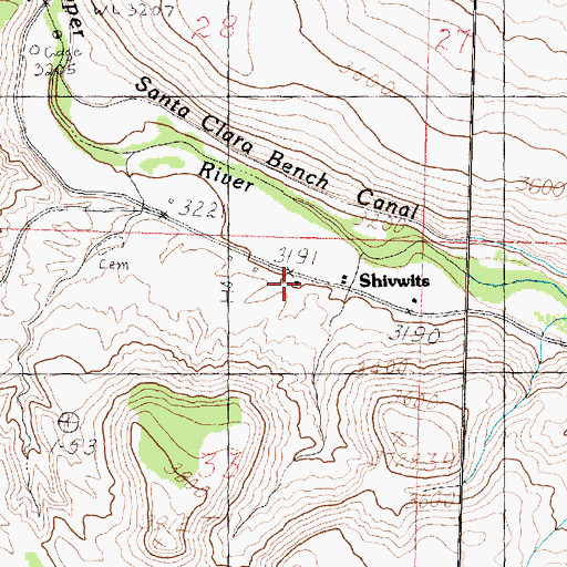 Topographic Map of Shivwits, UT