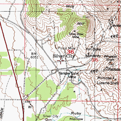 Topographic Map of Silver City, UT