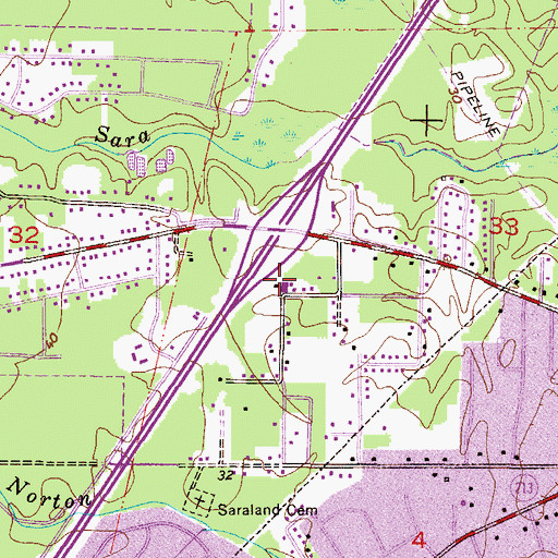 Topographic Map of Saraland Baptist Church, AL