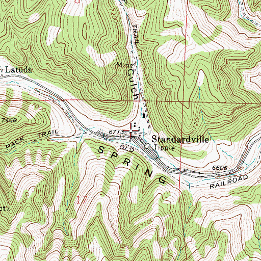 Topographic Map of Standardville, UT