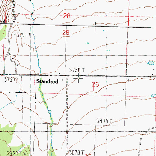 Topographic Map of Standrod, UT