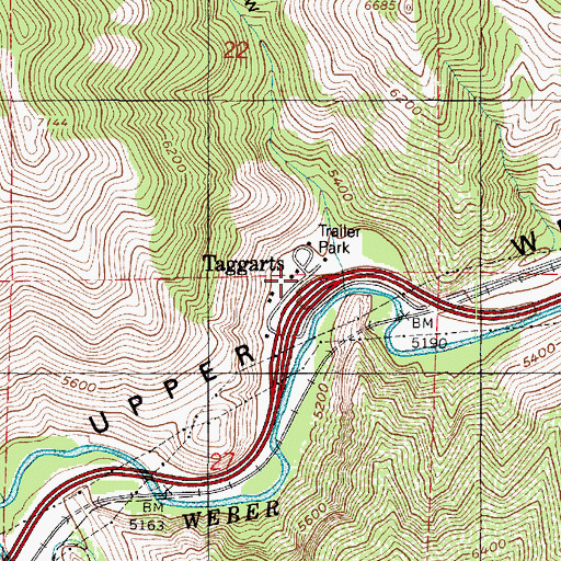 Topographic Map of Taggarts, UT