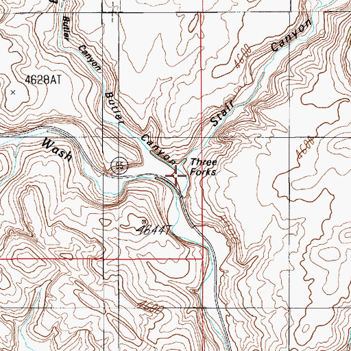 Topographic Map of Three Forks, UT