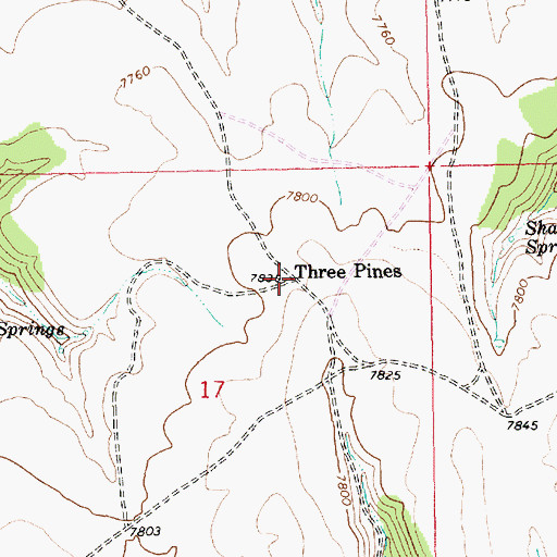 Topographic Map of Three Pines, UT