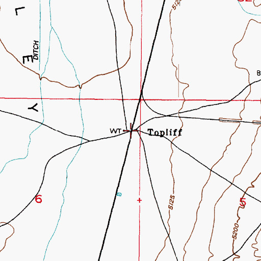 Topographic Map of Topliff, UT