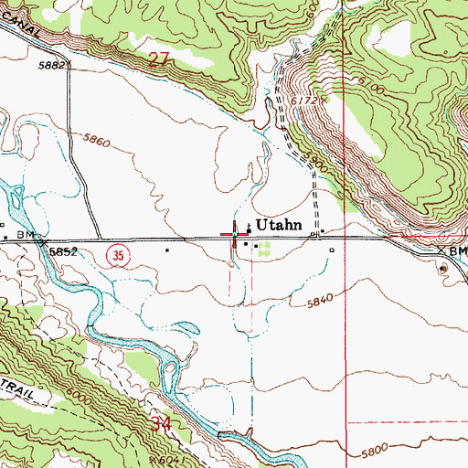 Topographic Map of Utahn, UT