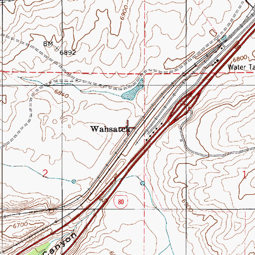 Topographic Map of Wahsatch, UT