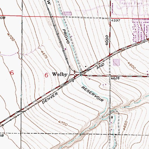 Topographic Map of Welby, UT